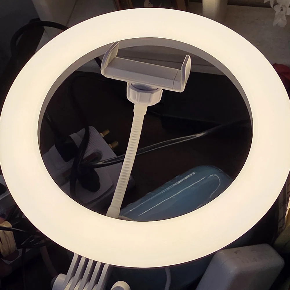 White LED Ring Light (with Multi Settings!) with Phone Holder